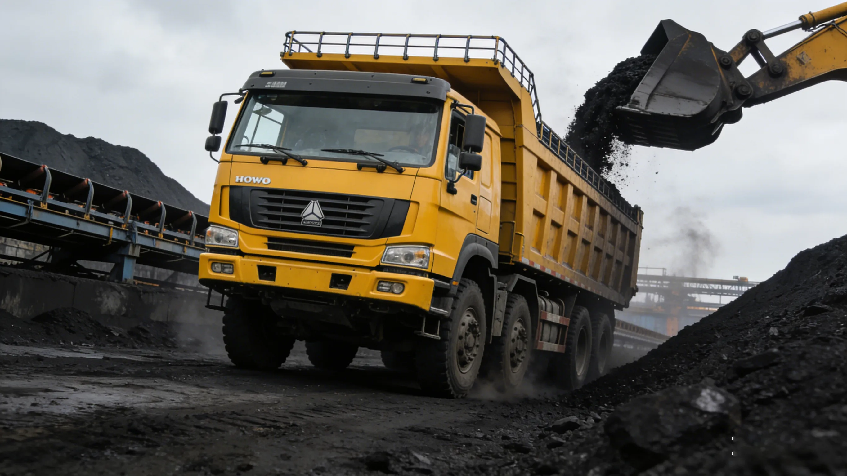 HOWO 12 wheeler dump truck loading materials